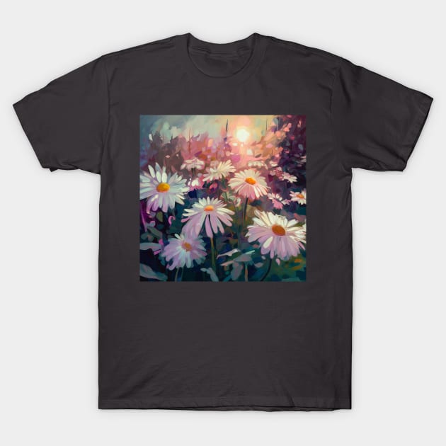 White Daisies in Garden T-Shirt by redwitchart